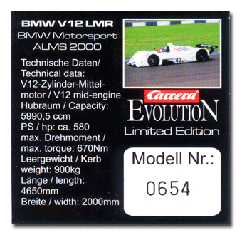 25425 Carrera Evolution BMW V12 LMR ALMS 2000