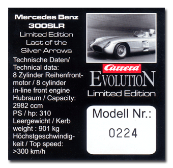 25441 Carrera Evolution Mercedes 300 SLR Last of the silver arrows