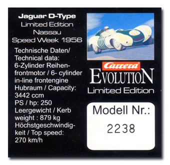 25486 Carrera Evolution Jaguar D-Type Nassau Speed Week 1956 - Limited Edition