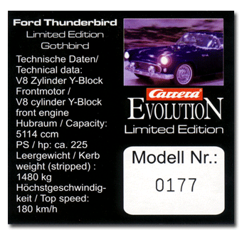 25489 Carrera Evolution Ford Thunderbird 1956 Gothbird - Limited Edition