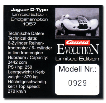 25786 Carrera Evolution Jaguar D-Type Bridgehampton 1957 - Limited Edition
